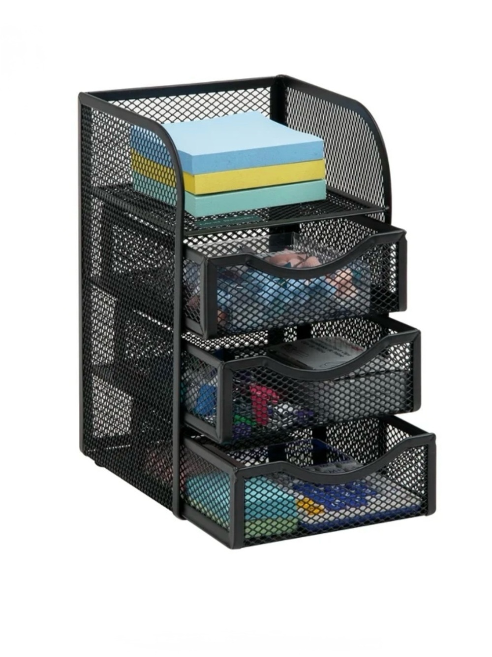 2 Pcs 3-Drawer & Compartment Metal Mesh Office Home Desktop Storage Organizer - Picture 2 of 11